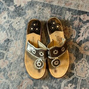 Jack Rogers Sandals | Metallic Brown & Silver